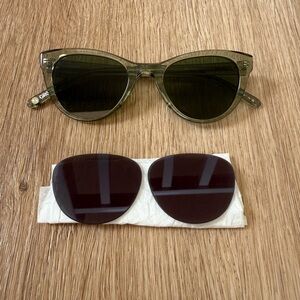 Garrett Leight X Clare V Bio Sage Cat eye Sunglasses with Bio Green Lenses